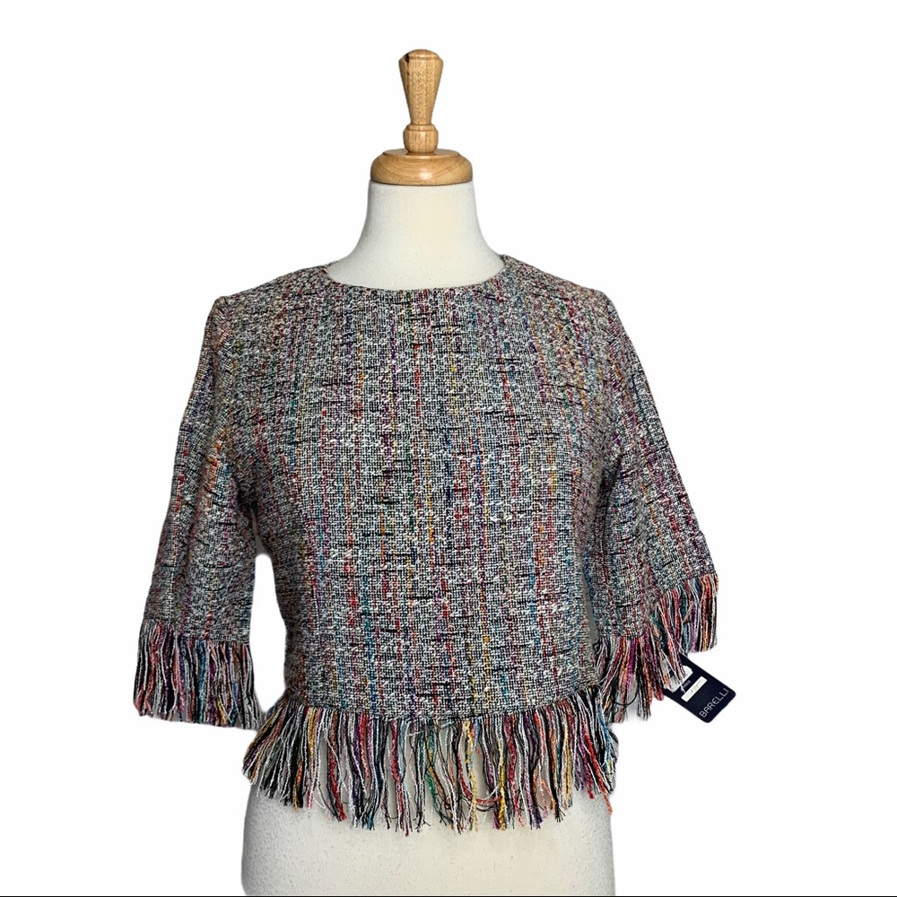 BARELLI Fringed Tweed Cropped Top - 10